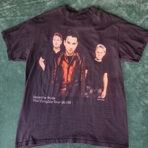 Vintage 1998 Depeche Mode The Singles Tour 86>98 Tultex Black Concert T-Shirt